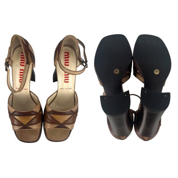 Miu Miu Leather Patchwork Block Heels - Picture 5 of 8